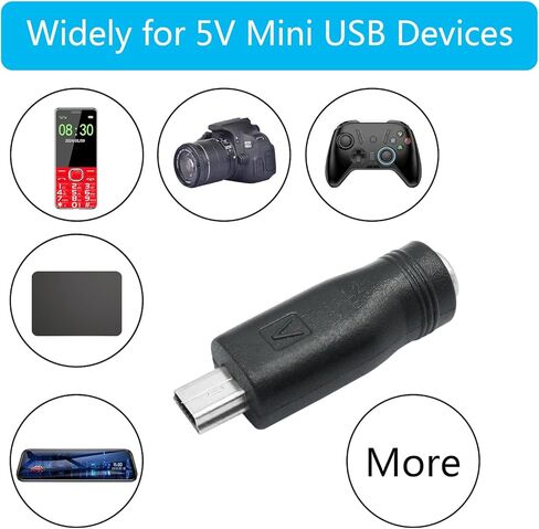 DC 5.5mm x 2.1mm to Mini USB Adapter, 5V DC 5521 Female to Mini USB Male Plug Convert Connector Power (4Pcs) in Saudi Arabia