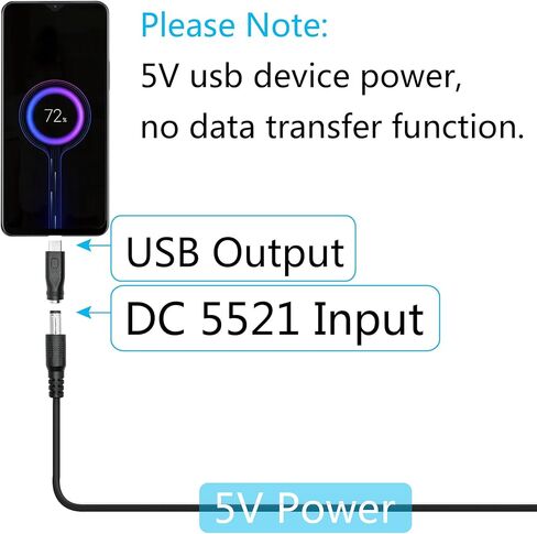 DC 5.5mm x 2.1mm to Mini USB Adapter, 5V DC 5521 Female to Mini USB Male Plug Convert Connector Power (4Pcs) in Saudi Arabia