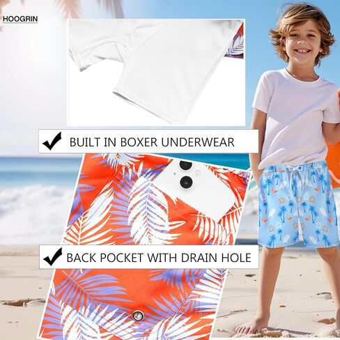 Boys Quick Dry Swim Trunks with Compression Liner 2 in 1 Beach Stretch Swim Shorts in Saudi Arabia