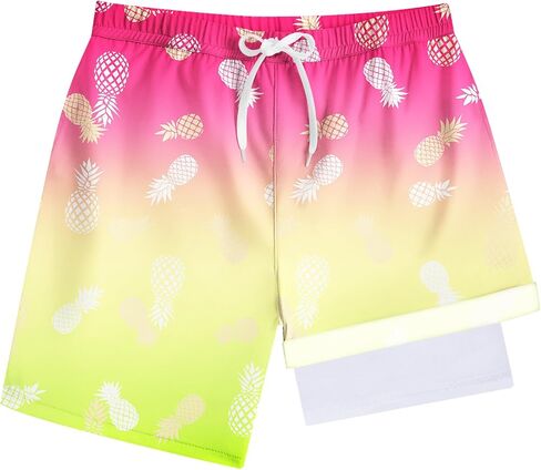 Boys Quick Dry Swim Trunks with Compression Liner 2 in 1 Beach Stretch Swim Shorts in Saudi Arabia