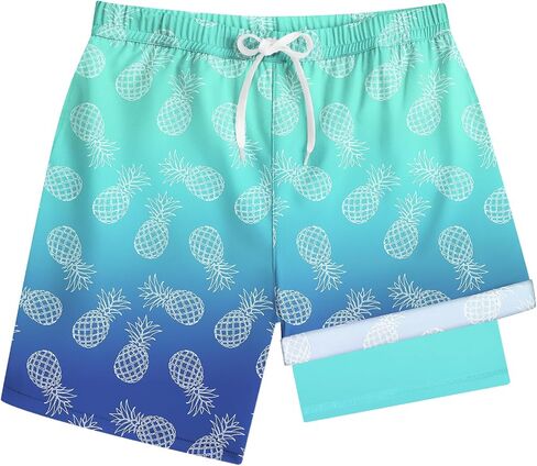 Boys Quick Dry Swim Trunks with Compression Liner 2 in 1 Beach Stretch Swim Shorts in Saudi Arabia