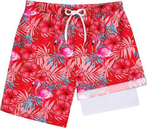 Boys Quick Dry Swim Trunks with Compression Liner 2 in 1 Beach Stretch Swim Shorts in Saudi Arabia