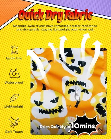 Maamgic بنين سروال سباحة طفل سروال سباحة قصير الأولاد الصغار ثوب السباحة ملابس السباحة طفل صبي ملابس السباحة هالوين اليقطين 4T in Kuwait