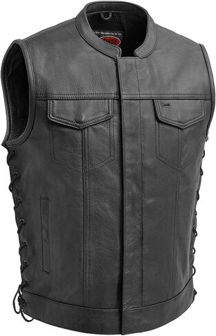 First Mfg Co - Sniper - Men's Motorcycle Biker Riding Black Leather Vest in Kuwait