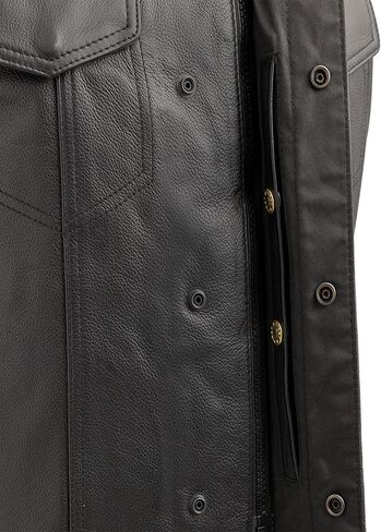 First Mfg Co - Sniper - Men's Motorcycle Biker Riding Black Leather Vest in Kuwait