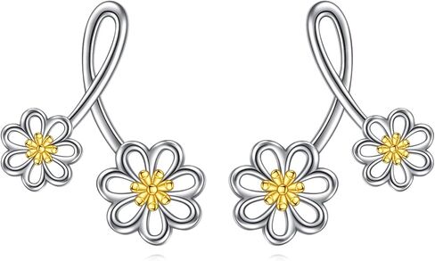 أقراط ديزي من الفضة الإسترليني على شكل زهرة الأقحوان هدية مجوهرات للنساء والفتيات in Kuwait