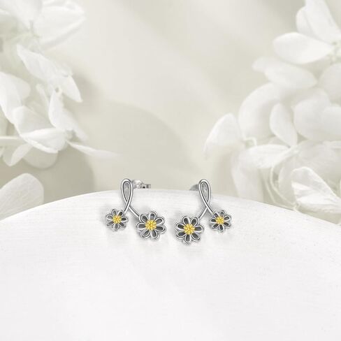 أقراط ديزي من الفضة الإسترليني على شكل زهرة الأقحوان هدية مجوهرات للنساء والفتيات in Kuwait