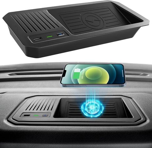 لشاحن Toyota Tundra اللاسلكي 2024 2023 2022، ملحقات السيارة الداخلية OEM مع منفذ USB، لوحة شحن الهاتف اللاسلكي لـ Tundra SR5 Platinum TRD Pro Limited SR 1794 Edition Capstone in Kuwait