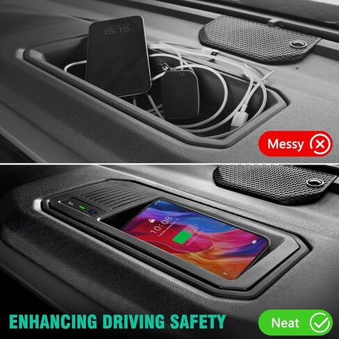 لشاحن Toyota Tundra اللاسلكي 2024 2023 2022، ملحقات السيارة الداخلية OEM مع منفذ USB، لوحة شحن الهاتف اللاسلكي لـ Tundra SR5 Platinum TRD Pro Limited SR 1794 Edition Capstone in Kuwait