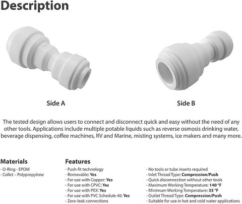 Lemoy 1/4 inch Union Reducer 3/8 inch Fitting Connection Parts for Water Filters/Reverse Osmosis RO Systems (5pack) in Saudi Arabia