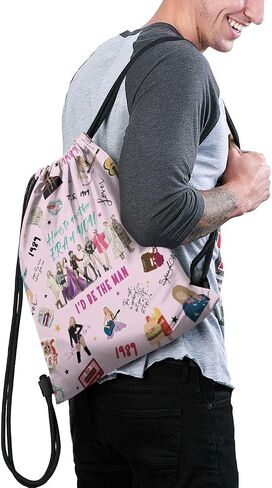 Music Album Drawstring Bags, Albums Inspired Sticker Adjustable Gym Drawstring Bags for Sports Fitness Yoga Travel in Saudi Arabia
