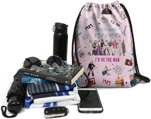 Music Album Drawstring Bags, Albums Inspired Sticker Adjustable Gym Drawstring Bags for Sports Fitness Yoga Travel in Saudi Arabia