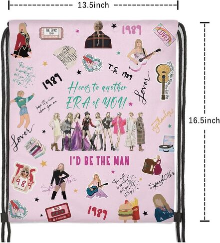 Music Album Drawstring Bags, Albums Inspired Sticker Adjustable Gym Drawstring Bags for Sports Fitness Yoga Travel in Saudi Arabia