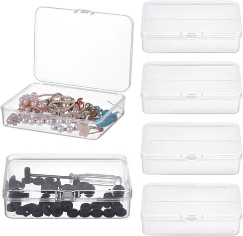 6 PCS Mini Storage Box, Small Transparent Box, Rectangle Clear Plastic Storage Container, Portable Travel Holder with Lid, Small Items Organizer for Beads, Sewing Supplies, Craft Accessories in Kuwait