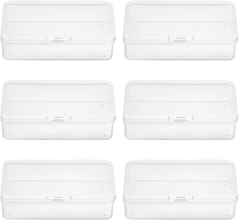 6 PCS Mini Storage Box, Small Transparent Box, Rectangle Clear Plastic Storage Container, Portable Travel Holder with Lid, Small Items Organizer for Beads, Sewing Supplies, Craft Accessories in Kuwait