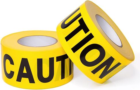 بكرة شريط تحذير - عبوة مكونة من 3 لفات شريط مسرح جريمة صفراء ساطعة، وشريط بناء، وديكورات الحفلات، ومناطق المخاطر - 3 بوصة × 1000 قدم (إجمالي 2000 قدم) in Kuwait