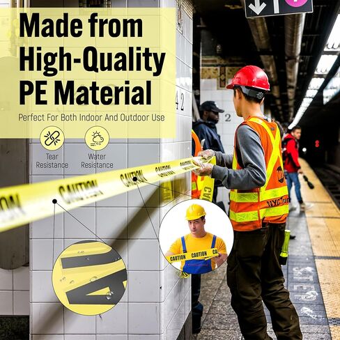 بكرة شريط تحذير - عبوة مكونة من 3 لفات شريط مسرح جريمة صفراء ساطعة، وشريط بناء، وديكورات الحفلات، ومناطق المخاطر - 3 بوصة × 1000 قدم (إجمالي 2000 قدم) in Kuwait