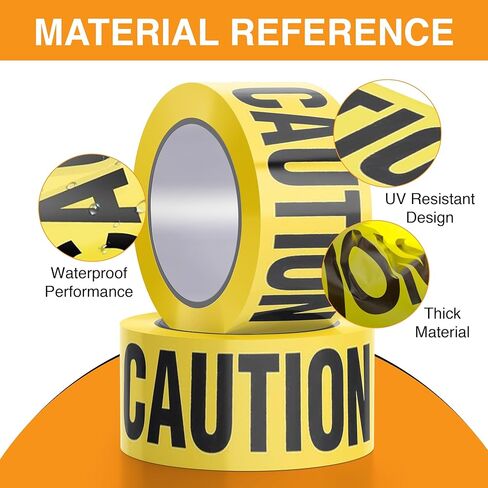 بكرة شريط تحذير - عبوة مكونة من 3 لفات شريط مسرح جريمة صفراء ساطعة، وشريط بناء، وديكورات الحفلات، ومناطق المخاطر - 3 بوصة × 1000 قدم (إجمالي 2000 قدم) in Kuwait