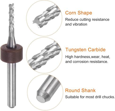 HARFINGTON 10pcs End Mill Bits 2mm Solid Carbide CNC Router Bits Engraving Cutter Tools for PCB Circuit Board Milling Machine Wood Carving, 1/8" Straight Shank in Saudi Arabia