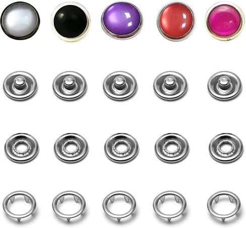 HeKimLee 50 Sets Snap Fastener Kit, 16L/10mm Classic Pearl Prong Ring Snaps for Western Shirt Clothes Popper Studs with Clear Storage Box (5 Color x 10 Sets), HKL-0010 in Saudi Arabia