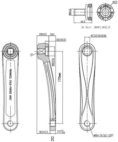 أذرع كرنك Bibike eBike 170 مم كرنك بفتحة مربعة للدراجات الكهربائية بمحرك متوسط ​​السائق in Kuwait