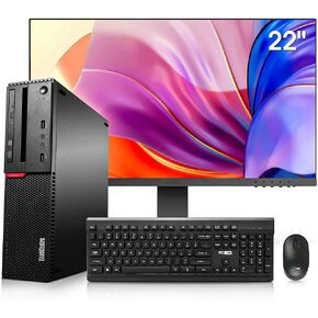 كمبيوتر مكتبي Lenovo، شاشة جديدة مقاس 22 بوصة، Intel Core i7-6700، ذاكرة الوصول العشوائي 16 جيجابايت، 256 جيجابايت SSD + 2 تيرابايت HDD، بطاقة رسومات NVIDIA GT 1030 سعة 2 جيجابايت، لوحة مفاتيح وماوس لاسلكيين، Windows 10 Pro، أسود (متجدد) in Kuwait