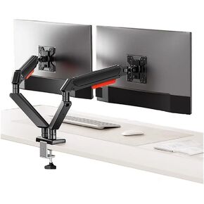 Dual Monitor Stand Holds 4.4-22 Lbs Each,Gas Spring Monitors Arm for Max 32 Inch Computer, Mount with C-Clamp & Grommet Mounting Monitors Arm,Black in Kuwait