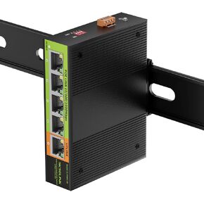 Industrial 5 Ports POE Switch, 4* Gigabit POE Ports with RJ45 LAN Port, 48V Poe Output, 35MM DIN-Rail Mount, IEEE 802.3af/at, IP40 for VoIP Systems/Rail Transit/Industrial IoT (5) in Kuwait