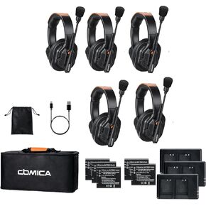 COMICA Seekcom S1 5 مستخدمين نظام سماعة رأس اتصال داخلي لاسلكي مزدوج كامل 1300 قدم، إلغاء AI/ENC مع فريق PPT كتم IPX3 مقاوم للماء لتصوير الأفلام التلفزيونية، وأحداث المنافسة (إصدار 2.4G.) in Kuwait