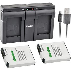 بطارية Kastar ENEL12 2X + شاحن USB مزدوج لكاميرات Nikon EN-EL12، MH-65 Coolpix S9900، S9700، AW120، S9500، AW110، S70، S9600، S6300، S6200، S8100، S9100، S800c، S31 + المزيد in Kuwait