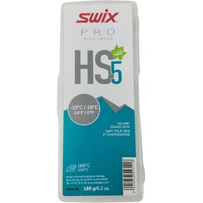 Swix HS05-18 - HIGH Speed Wax - HS5 Turquoise - 0 to 14 Degrees Fahrenheit - 180g Bar - Fluoro Free - Ski or Snowboard - FIS Approved in Saudi Arabia