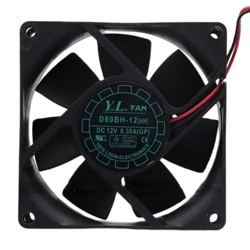 D80BH-12 12V 0.30A 80MM Fan - 8CM 8025 2-Wire Cooling Fan, Black in Kuwait