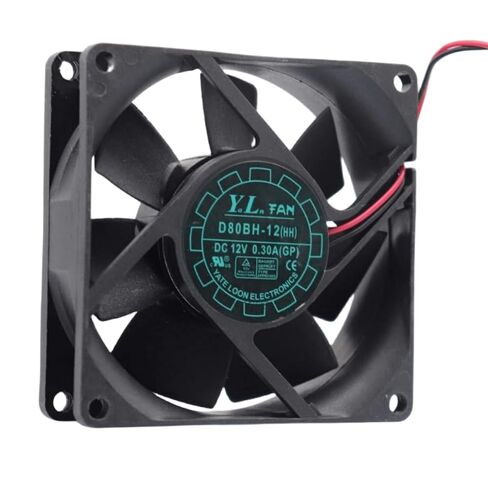 D80BH-12 12V 0.30A 80MM Fan - 8CM 8025 2-Wire Cooling Fan, Black in Kuwait