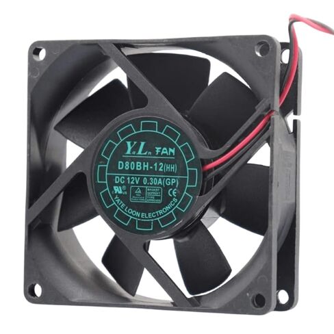 D80BH-12 12V 0.30A 80MM Fan - 8CM 8025 2-Wire Cooling Fan, Black in Kuwait