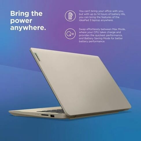 كمبيوتر محمول Lenovo Ideapad 3 مقاس 14 بوصة FHD للأعمال، AMD Ryzen 7، ذاكرة الوصول العشوائي 36 جيجابايت، Windows 11 Pro، 1 تيرابايت SSD، كاميرا ويب، USB-C، HDMI، رملي in Kuwait