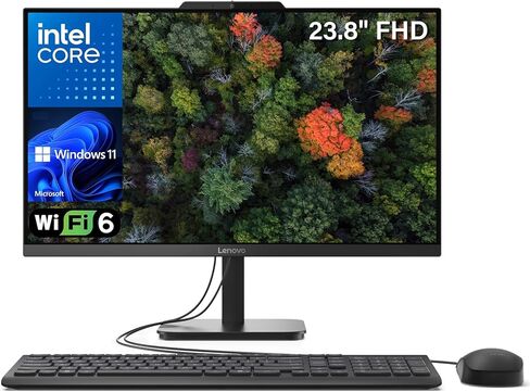 Lenovo IdeaCentre 24 AIO 23.8" FHD IPS Desktop Computer, Intel Processor, 32GB DDR4, 1TB PCIe SSD, WiFi 6, Bluetooth 5.2, Webcam, Office 365, Keyboard & Mouse, Windows 11 Home, Dark Gray in Kuwait