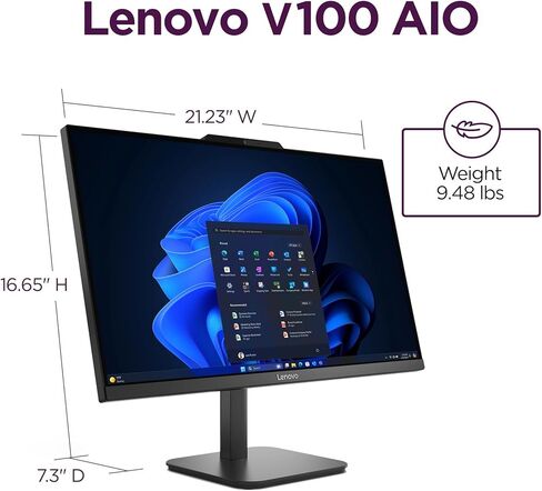 Lenovo IdeaCentre 24 AIO 23.8" FHD IPS Desktop Computer, Intel Processor, 32GB DDR4, 1TB PCIe SSD, WiFi 6, Bluetooth 5.2, Webcam, Office 365, Keyboard & Mouse, Windows 11 Home, Dark Gray in Kuwait
