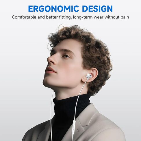 Wired Earphones USB C Earbuds for iPhone 17, [𝐀𝐩𝐩𝐥𝐞 MFi Certified] iPhone Headphones Wired with USB-C Connector for i Phone 17/16/15 Pro Max (Built-in Mic & Volume Control) in Kuwait