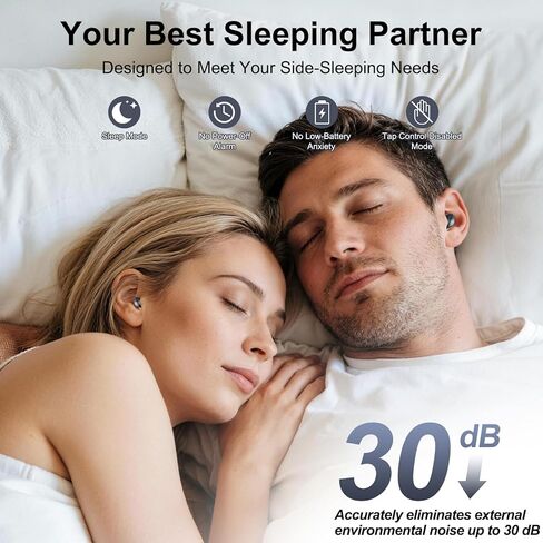 سماعات أذن Sleep Earbuds Bluetooth 6.0 داخل الأذن، سماعات رأس للنوم مع تطبيق مراقبة النوم، سماعات أذن صغيرة جديدة للنوم لعام 2026 مع سدادات أذن صغيرة للنوم الجانبي، سماعات أذن للنوم لمدة 48 ساعة مع وضع النوم باللون الأسود in Kuwait