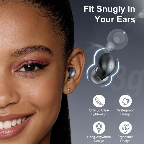 سماعات أذن Sleep Earbuds Bluetooth 6.0 داخل الأذن، سماعات رأس للنوم مع تطبيق مراقبة النوم، سماعات أذن صغيرة جديدة للنوم لعام 2026 مع سدادات أذن صغيرة للنوم الجانبي، سماعات أذن للنوم لمدة 48 ساعة مع وضع النوم باللون الأسود in Kuwait
