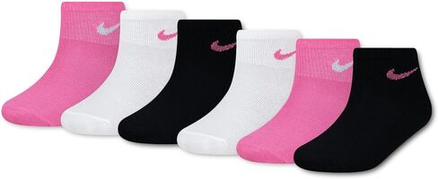 Nike Kids' Toddler Ankle Socks (6 Pairs), White/Black, 3/4.5 in Saudi Arabia