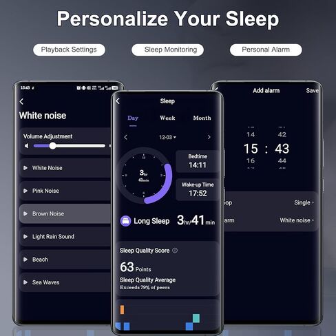 سماعات أذن Sleep Earbuds Bluetooth 6.0 داخل الأذن، سماعات رأس للنوم مع تطبيق مراقبة النوم، سماعات أذن صغيرة جديدة للنوم لعام 2026 مع سدادات أذن صغيرة للنوم الجانبي، سماعات أذن للنوم لمدة 48 ساعة مع وضع النوم باللون الأسود in Kuwait