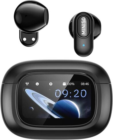 MINISO MS126 Wireless Earbuds with Touchscreen, 360° Panoramic Audio Semi-in-Ear Earbuds with Bluetooth 6.0, Clear Call, 30H Standby for Sports, Office, Study in Kuwait