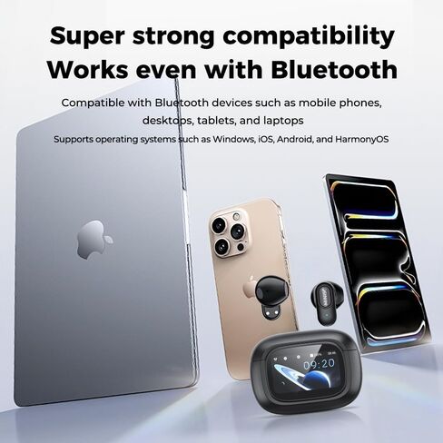MINISO MS126 Wireless Earbuds with Touchscreen, 360° Panoramic Audio Semi-in-Ear Earbuds with Bluetooth 6.0, Clear Call, 30H Standby for Sports, Office, Study in Kuwait