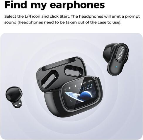 MINISO MS126 Wireless Earbuds with Touchscreen, 360° Panoramic Audio Semi-in-Ear Earbuds with Bluetooth 6.0, Clear Call, 30H Standby for Sports, Office, Study in Kuwait