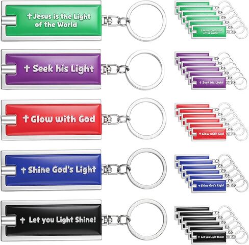 Copkim 30 Pcs Christian Flashlight Gift for Men Bulk Mini Keychain Flashlight with Bible Verse Father's Gifts Inspirational Keychains for Christian Men Church Supplies in Kuwait