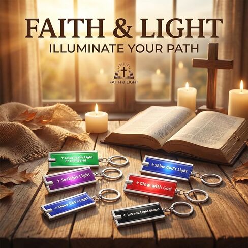 Copkim 30 Pcs Christian Flashlight Gift for Men Bulk Mini Keychain Flashlight with Bible Verse Father's Gifts Inspirational Keychains for Christian Men Church Supplies in Kuwait