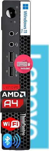 كمبيوتر مكتبي Lenovo ThinkCentre Micro مع لوحة مفاتيح وماوس، ذاكرة الوصول العشوائي DDR4 سعة 16 جيجابايت، محرك أقراص SSD سعة 1 تيرابايت، معالج AMD، دعم العرض المزدوج، Wi-Fi، Bluetooth، USB، RJ-45، Windows 11 Pro، درجة رجال الأعمال، مناسب للمنزل in Kuwait