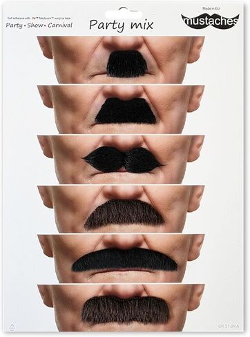 Mustaches Self Adhesive Fake Mustache Mix, Novelty, False Facial Hair Value Pack (6pcs.) in Saudi Arabia