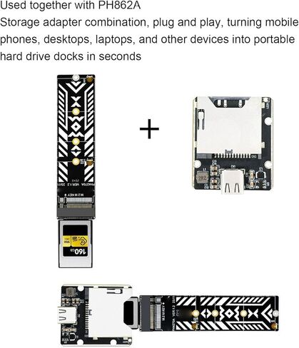 محول Gugxiom M.2 NVMe إلى CFE A، يدعم 2230 2242 2260 2280 M Key SSDs، التوصيل والتشغيل مع PH862A لـ 10 11، OS X in Kuwait